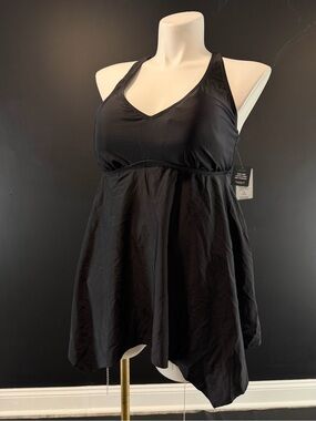 NWT TORRID Black Hanky Hem Wirefree Swim Dress